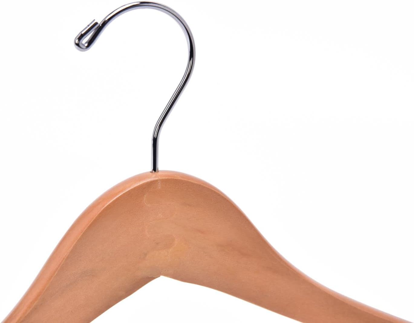 Quality Hangers 100 Pack Wooden Hangers Beautiful Sturdy Suit Coat Hangers with Locking Bar Glossy Natural Wood (100)
