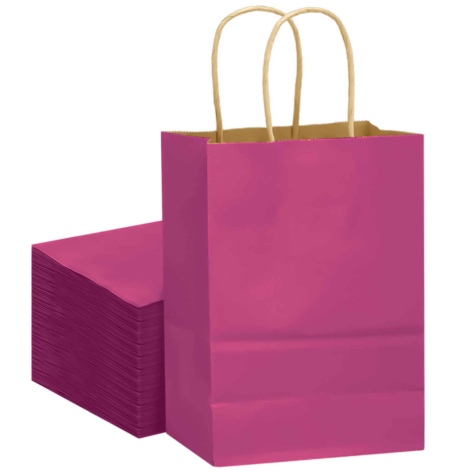 Gcardist 32Pcs Kraft Gift Bags with Handles 21x15x8cm Small Gift Party Bags Rosy Shopping Treat Bags Multiple Uses (8.3x6x3Inch, Small Size) — image 1