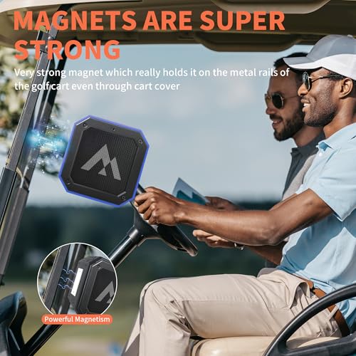 MAGOLFIN Magnetic Golf Speaker with Storage Case, IPX7 Portable Golf Cart Speaker 24H Playtime, 18W Loud Stereo Sound Magnetic Bluetooth Speaker for Golf Cart Accessories, Golf Gifts for Men (Blue) - Image 2