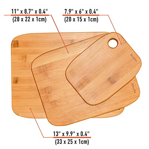 Bambus Schneidebrett Set - Holz Schneidebretter 3er Set – Brotbrett, Frühstücksbrettchen, Servierbrett...