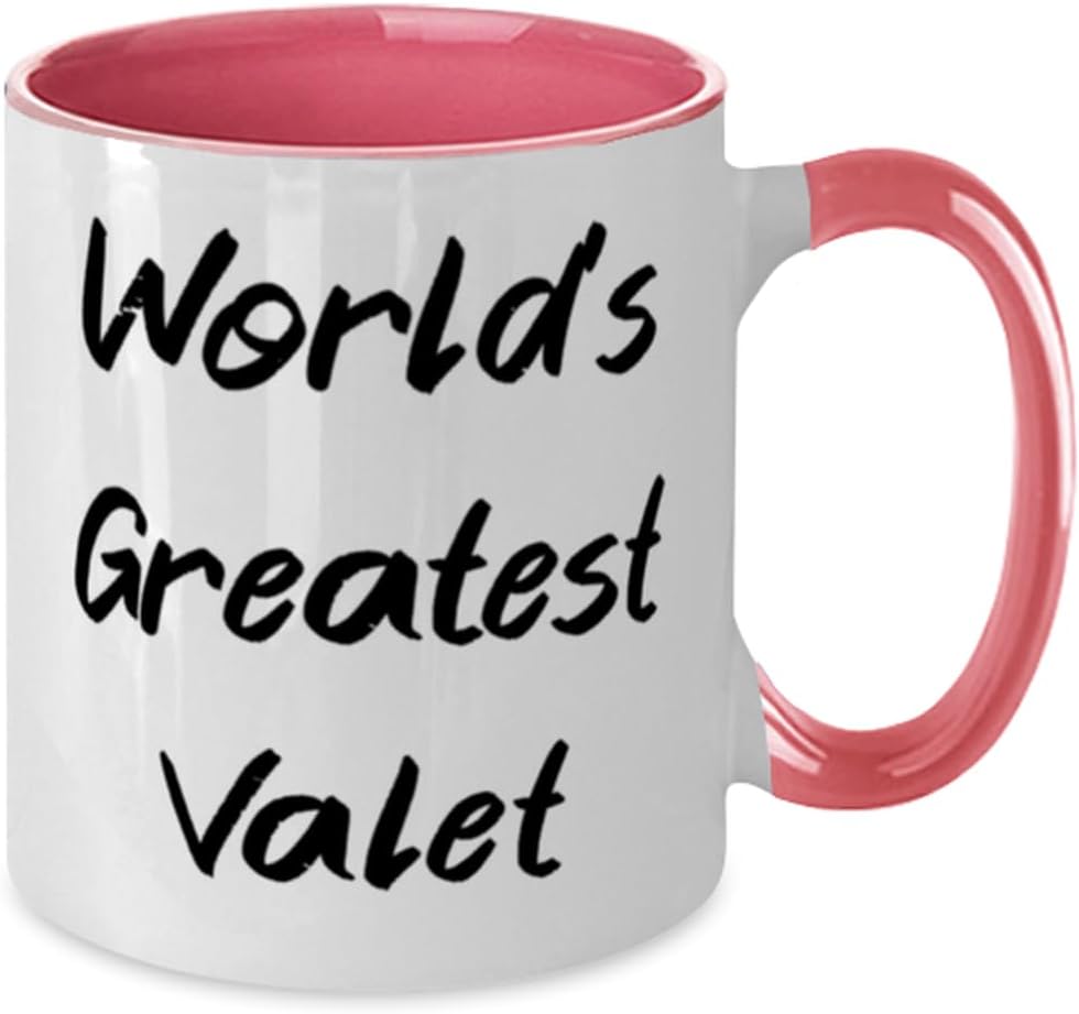 Generic Nice Valet Gifts, World's Greatest Valet, Birthday Two Tone 11oz Mug For Valet from Friends, Pink