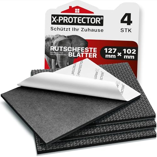 X-Protector Gummiplatte – 4 Stück Antirutsch Pads 127 × 102 mm – Schwarze Anti Rutsch Pads – Universale rutschfeste Unterlage – Premium-Füße für Tastatur, Geräte