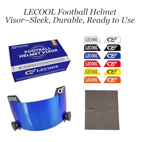 LeCool Football Visor – 3D Molded Curved Lens Technology, Wide Field Vision, Fits Youth & Adult Helmets(Blue)