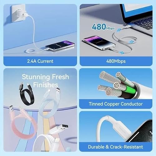 Vention Kabel Lightning USB 2.0 Interfejs USB-A/Lightning - Transmisja 480Mb/s - Wyjście 2,4A - Kolor różowy