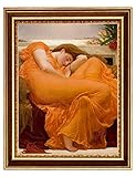 ELITEART-Flaming June By Frederic Leighton Composition Oil Painting Reproduction Giclee Wall Art Canvas Prints-Framed Size: 35