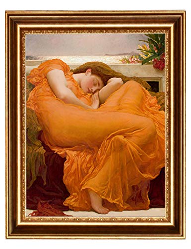 Eliteart-Flaming June By Frederic Leighton Composition Oil Painting Reproduction Giclee Wall Art Canvas Prints-Framed #TOP8