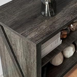 AMERLIFE Fireplace TV Stand Wood Texture Entertainment Center with 23 Electric Fireplace Farmhouse Entertainment Stand Media TV Console for TVs Up to 80 70 inches Rustic Grey