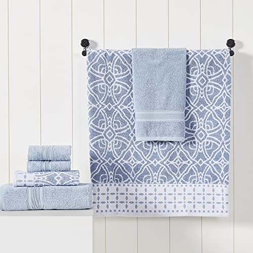 Modern Threads Monroe 6-Piece 100% Cotton Towel Set – Reversible Yarn Dyed Jacquard & Solid – Includes 2 Bath Towels, 2 Hand Towels, 2 Washcloths – Absorbent, Quick Dry, Soft & Durable – Blue by Modern Threads - Image 2