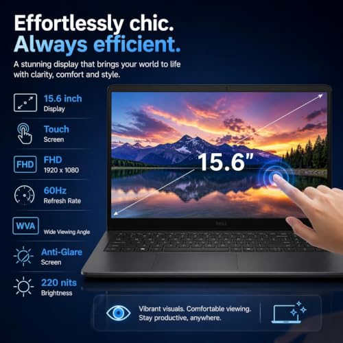 Image of Dell 15 Touchscreen Laptop, Intel Ultra 7 255U, 16GB DDR5 RAM, 1TB SSD