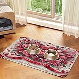 Pet Feeding Mats with Residue Collection Happy Valentines Day Vector Art F Waterproof Dog Cat Bowl Mat 18X12In with Prevent Water Food Spills