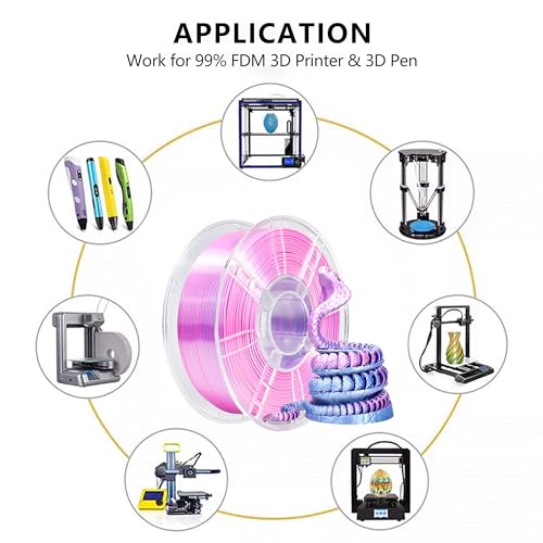 Image of iBOSS PLA Plus Filament 1.75mm Dual Color, Shiny Silk PLA PRO 1kg 3D Printer Filament, Coextruded 3D Printing Filament Magic PLA+, Fits for Most FDM 3D Printers (Silk Purple Silver)