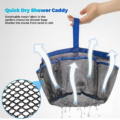 Mesh Shower Caddy Portable for College Dorm Room Essentials,Shower Caddy Dorm with 8-Pocket Large Capacity,Quick Dry Shower Caddy Bag for Bathroom, Beach,Gym - Thumbnail 4