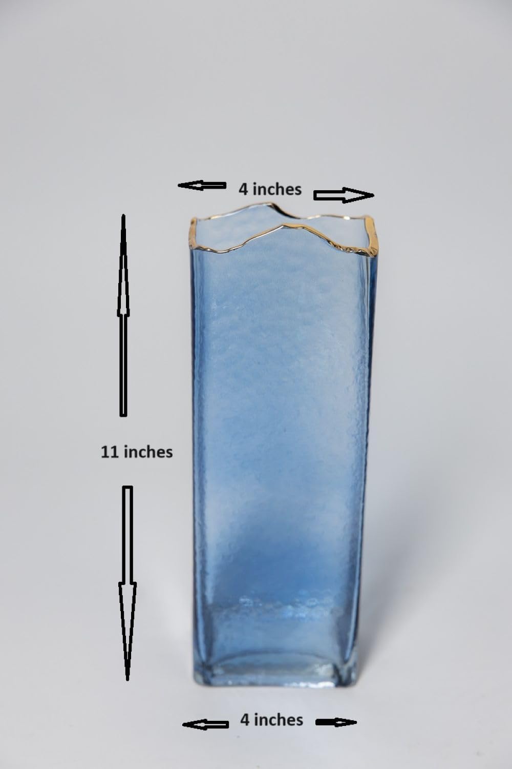 Glass Decorative Flower Vase for Home Decor (Blue)