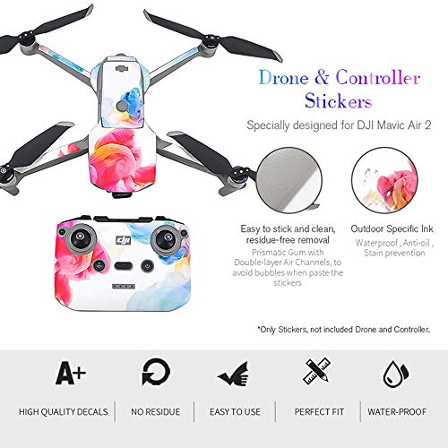 Carrfan Adesivo de PVC impermeável para drone Compatível com DJI Mavic Air 2 RC Drone Controle Remot