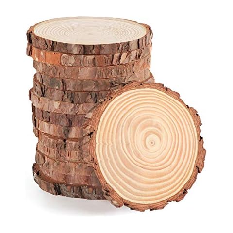 MAOM Natural Wood Slices 25 Pcs 3"-3.5" Round Wood Discs Tree Bark Wooden Circles for DIY Crafting Coasters Arts Crafts Home Decorations Vintage Wedding Ornaments Cover