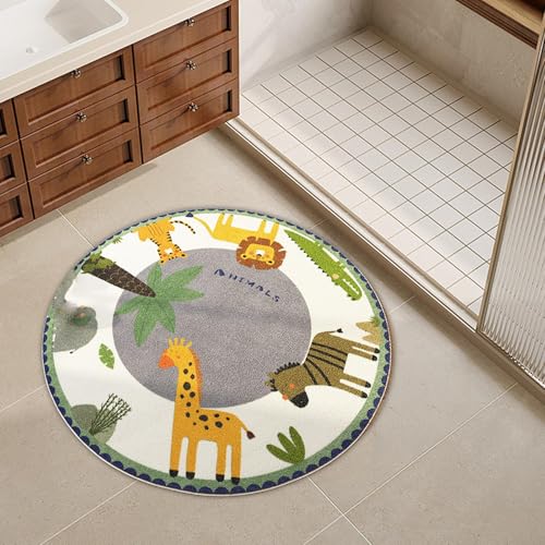 Tapis rond pour chambre d'enfant multicolore et imperméable de 100 cm - 7
