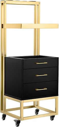 Carrito de salón con ruedas, carrito de salón con 4 soportes y 2 cajones, estación móvil de estilista para almacenamiento de herramientas, carrito