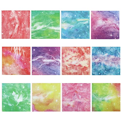 Cyodoos 100 Sheets Watercolor Sky Origami Paper Kit 6X6 Inch 12 Vivid Colors Double Sided Printed Traditional Patterns Square For Arts Crafts Projects #TOP2