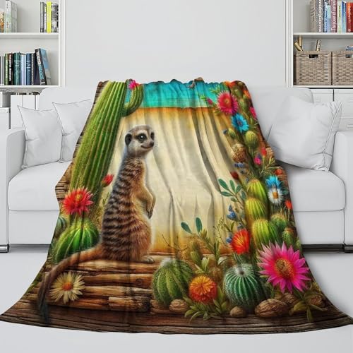 Couverture douce et chaude suricate 3D microfibre de luxe