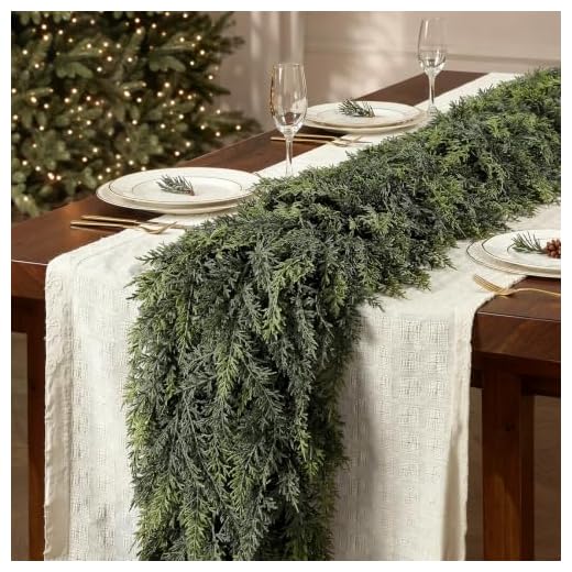 2PCS 6FT Christmas Cedar Garland, Real Touch Soft Greenery Mantel Decor