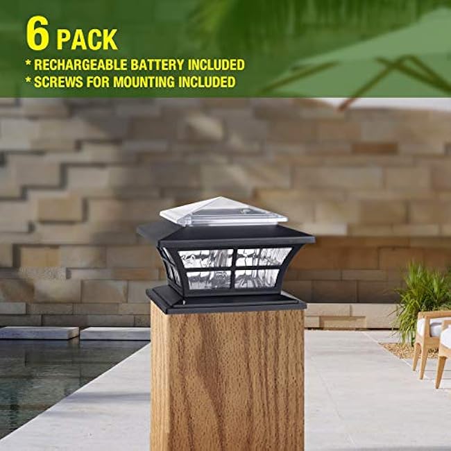 Solar Post Cap Lights 4X4 6 Pack