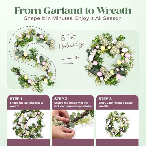 image for Presentastic 6ft Easter Garland Decorations, 2-in-1 Easter Garland-to-