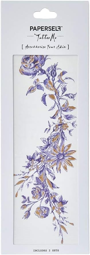 Paperself Uk. Removable & Fake Temporary Tattoos, Waterproof, Body Art, Stickers. For Men, Women & Kids, Rosy & Daisy