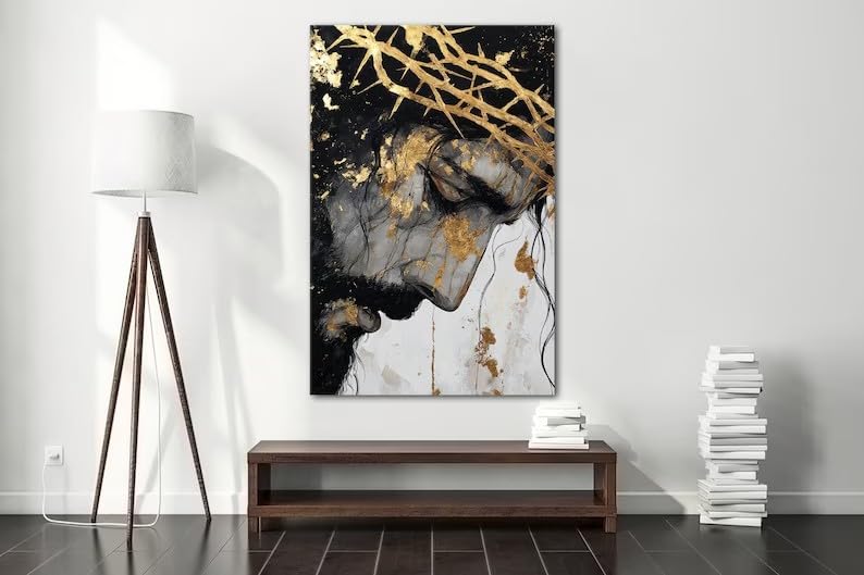 Toile moderne de Jésus décoration intérieure salon grand format 80x120cm
