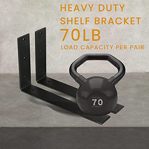 Rustic Shelf Bracket, 1/5 Inch Thick Heavy Duty Floating Shelf Bracket 8 Inch, Industrial Black Shelf Brackets For Shelves Wall Mounted 6Pcs #TOP4