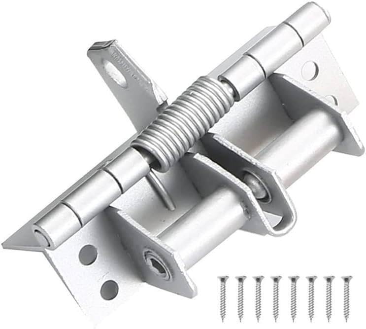 MVM Enterprise 3 in 1 Automatically Door Hinge Lock, 90° Automatic Self-Closing Door Multi-Function Hinges with Screws for Gate Kitchen Cabinets Closet Wooden Fences Stainless Steel