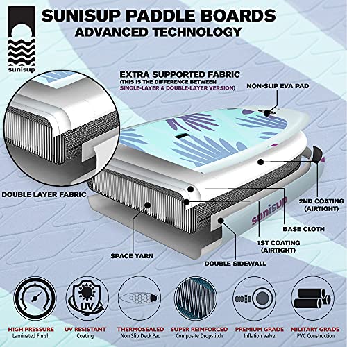 Sunisup Sup Inflatable Paddle Board For Adults, 10.6’ X 30” X 6”, Non-Slip Stand Up Deck With Bottom Paddling Fin, Paddleboard Accessories With Air Pump, Bag, Ankle Leash, Go Pro Mount (Cold Colors) #TOP2