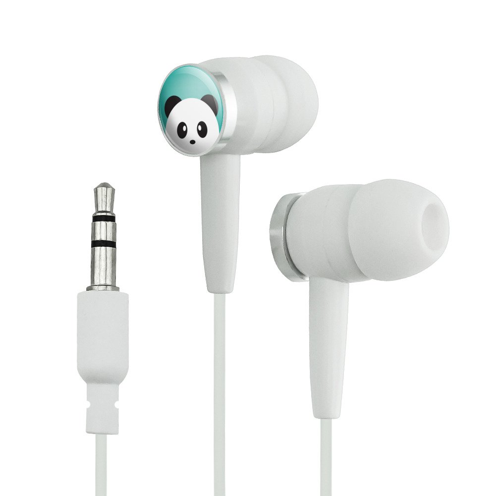 GRAPHICS & MORE Panda on Teal Novelty in-Ear Earbud Headphones - White