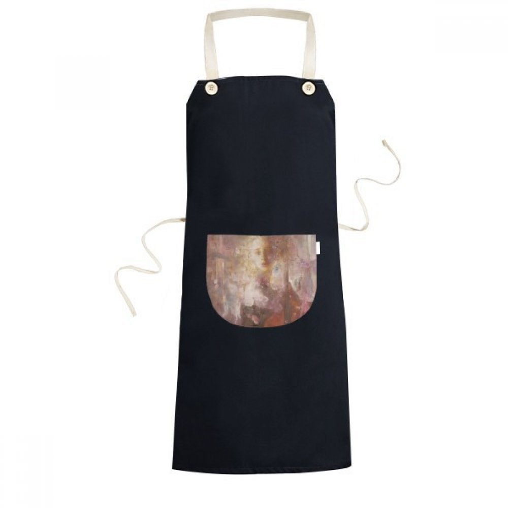 Tablier de cuisine réglable noir de 70cm x 67cm avec motif de peinture à l'huile