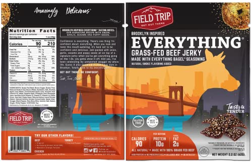 Field Trip Grass Fed Beef Jerky Variety Pack, Healthy Gluten Free Snacks, All Natural, Paleo-Friendly Meat Snacks With No Nitrates, Low Carb, High Protein Snacks, 2.2Oz Bag, 4 Pack #TOP2