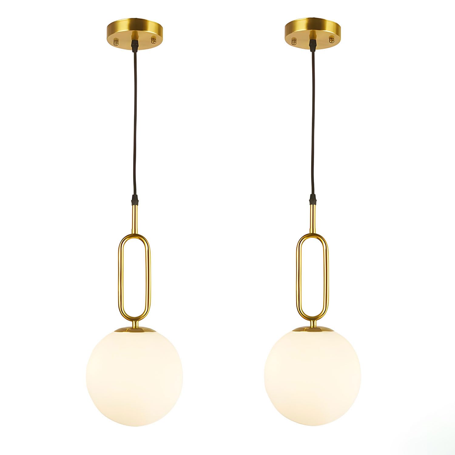 FZQSXAZU Chandelier Modern Globe Pendant ht Milky White Glass Shade 2 Pack Adjustable Rods Hanging Ceiling hting Fixture for Kitchen Island Living Room Dining