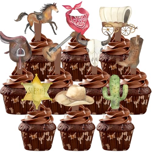 40 PCS Cowboy Cupcake Toppers