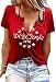 YI XIANG RAN American Flag Shirt Tops Womens 4th of July T-Shirts Ring Hole Short Sleeve V-Neck Patriotic Tees (Red3, X-Large)