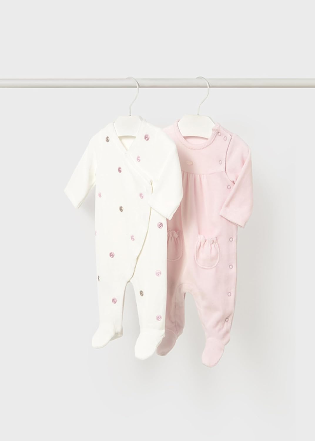 Mayoral 2 Pcs velour onesie for Baby-Girls Baby Rose