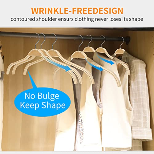 Kihamphome Super Durable Natural Wood Hangers(20Pcs) Space Saving With Extra Smooth Finish And No Bulge Shoulder Design,Heavy Duty Hangers With Non Slip Stripes,Perfect For Coat,Sweater And Shirt #TOP3