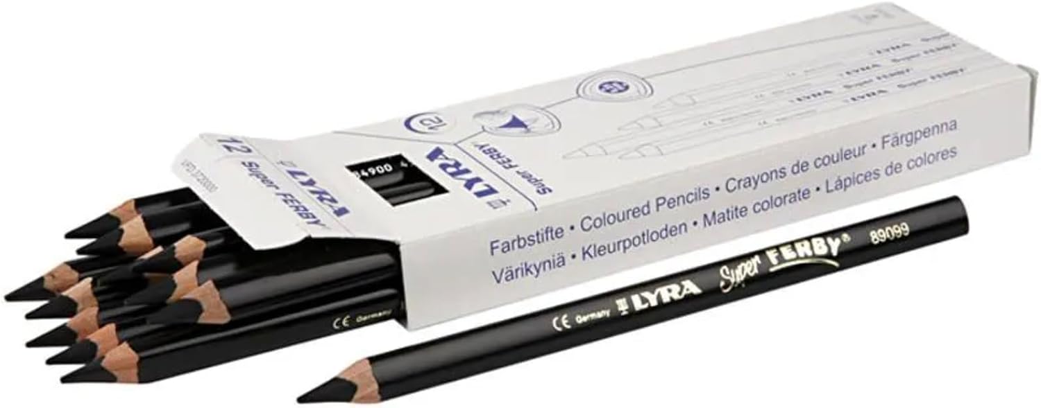 Lyra Super Ferby Natural Cardboard Case with 12 Colouring Pencils Black