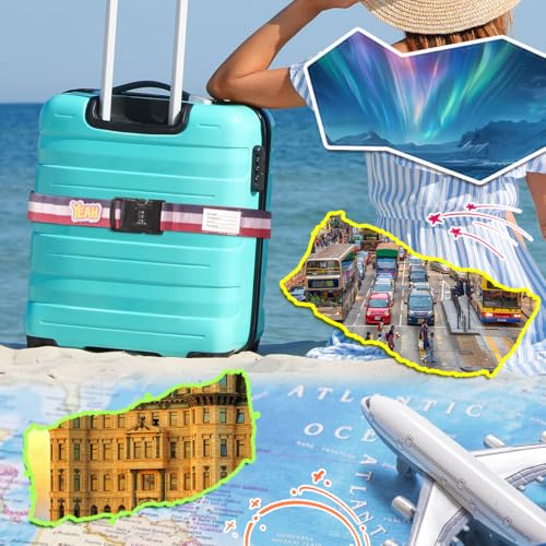 Adjustable Luggage Straps with Combination Lock – 2 Pack Bright Colors, Quick-Release Buckle, Secure Travel Luggage Straps for Added Safety(Tricolor) - Image 5