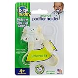 Baby Buddy Universal Pacifier Holder Clip Snaps to Paci or Attach with Universal-Fit Silicone Ring, Pacifier Clip, for Babies 4 Months and Up/Toddler Boys & Girls, Baby Must Haves, Cream, 1 Pack