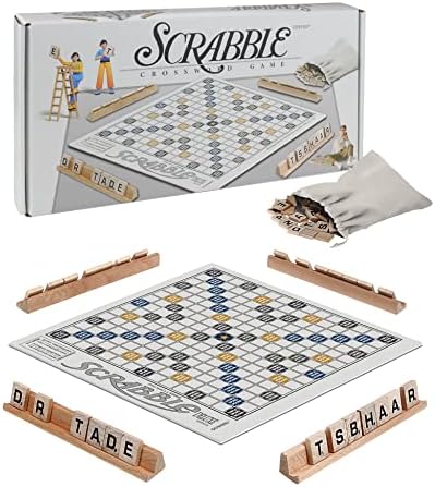 Scrabble Board Game Original Wooden Classic Crossword Games Learning Educational for Adults Family Junior Kids Travel 2-4 Players