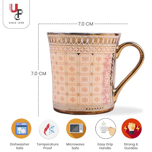 Image of U.P.C. Cup Set of 6 for Tea, Ceramic Tea Cups Set of 6, Microwave Safe Cup, Dishwasher Safe Cups, Bone-Ash Free Coffee Cups Set-150ml.