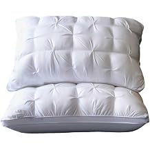 Queen Size Hotel-Style Down Pillow Set of 2 - with Hypoallergenic Cover, Machine Washable, Neck Support for Side/Back/Stomach Sleepers