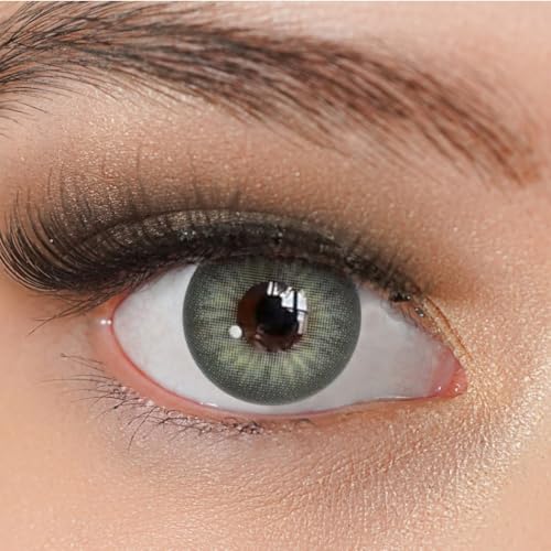 Kontaktlinsen farbig ohne Stärke grün | farbige grüne Jahreslinsen | weiche Linsen | 2 Stück Farblinsen + Linsenbehälter | 0.0 Dioptrien | natürliche Farben | Charmiga Dawn Green