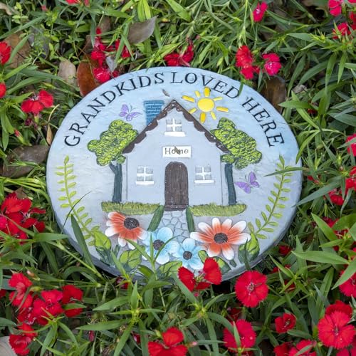 Bechivie Grandma Garden Stepping Stone Yard Walkway Step Stone Grandma Gifts from Grandchildren Home Outdoor Decor Lawn Concrete Stepping Stones with Sayings Outside Decorations