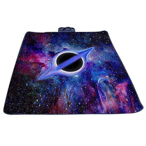 syeytx Picnic Blanket Outdoor Waterproof Picnic Blanket Portable Camping Carpet Folding Travel Beach Mat 3D Black Hole Pattern Muticolor