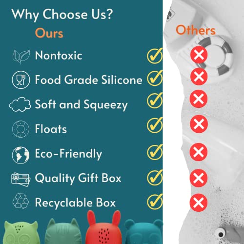 Silicone Bath Toys, Mold Free Bath Toys For Infants 6-12 Months, Bathtub Toys For Toddlers 1-3, Eco-Friendly Non Toxic Baby Bath Toys By Toy Appétit #TOP6