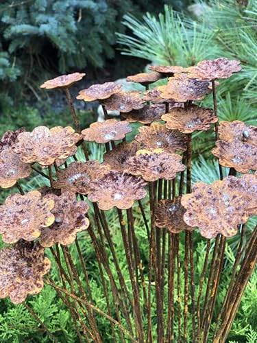 Rusty flowers set of 40, Flowers garden decor, Metal garden decor, metal yard art, outdoor metal decor, Rusty metal garden decor